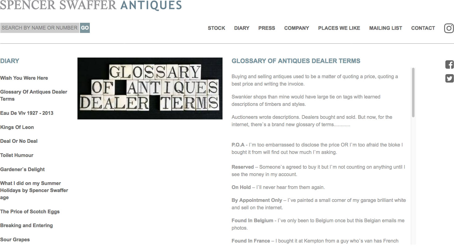 Glossary of Antique Dealer terms